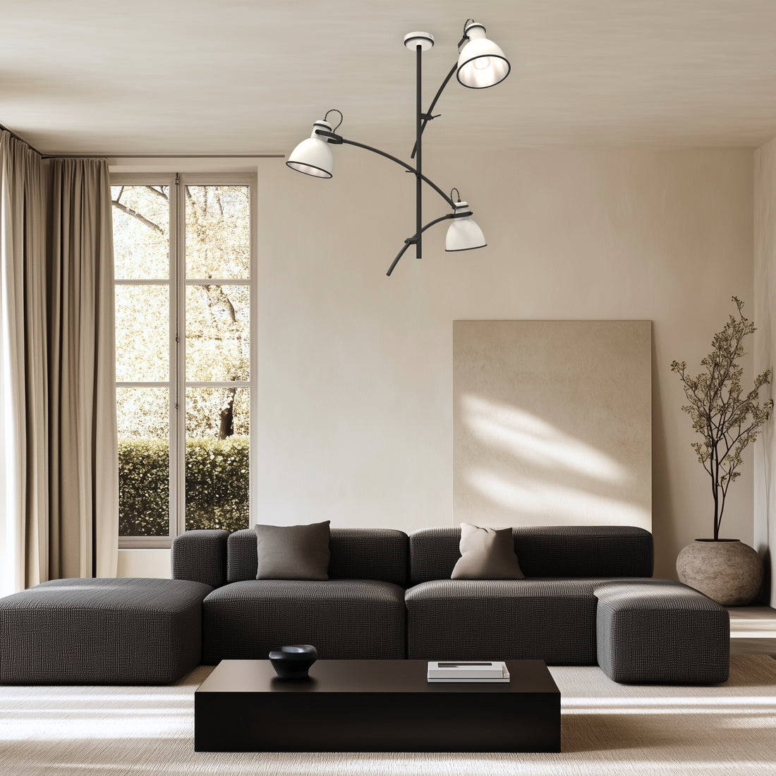 Suspension 3 Lampes Acier Blanc et Noir · Zumba · photo 3