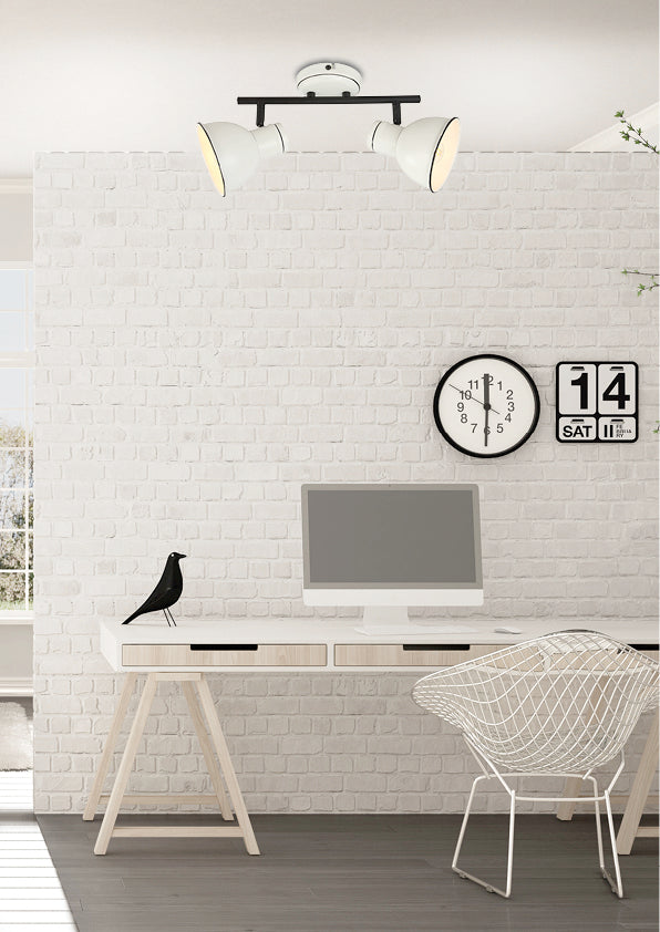 Plafonnier 2 Lampes Acier Blanc et Noir · Zumba · photo 2