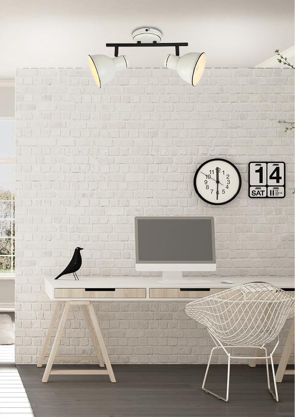 Plafonnier 2 Lampes Acier Blanc et Noir · Zumba · photo 3