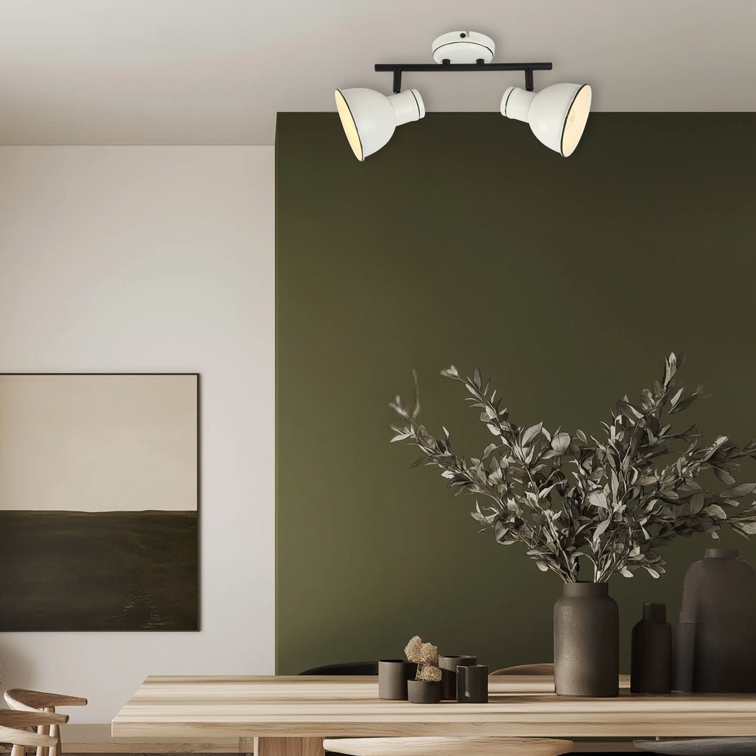 Plafonnier 2 Lampes Acier Blanc et Noir · Zumba · photo 4