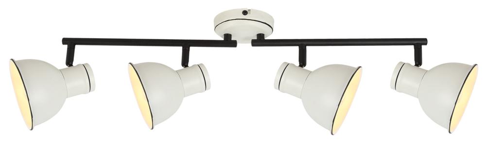 Plafonnier 4 Lampes Acier Blanc et Noir · Zumba
