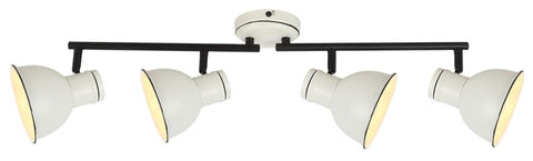 Plafonnier 4 Lampes Acier Blanc et Noir · Zumba