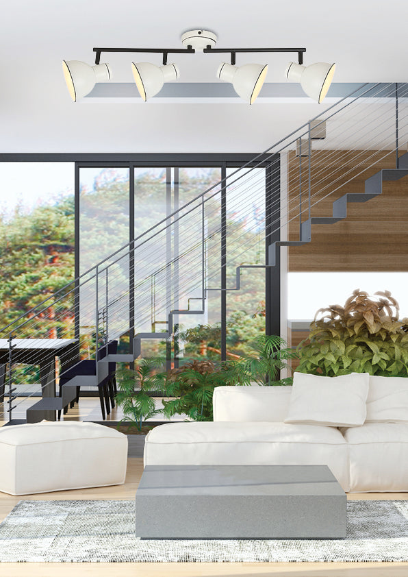 Plafonnier 4 Lampes Acier Blanc et Noir · Zumba · photo 2