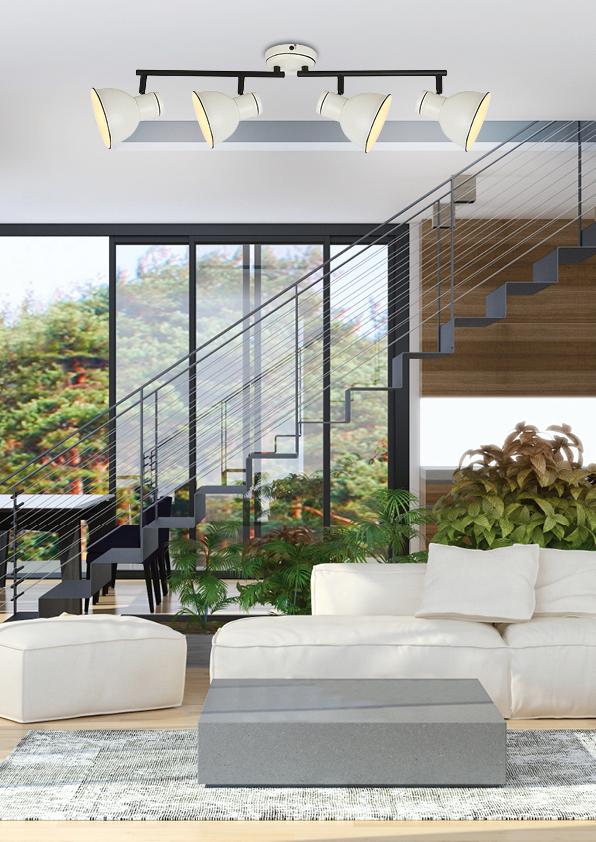 Plafonnier 4 Lampes Acier Blanc et Noir · Zumba · photo 3