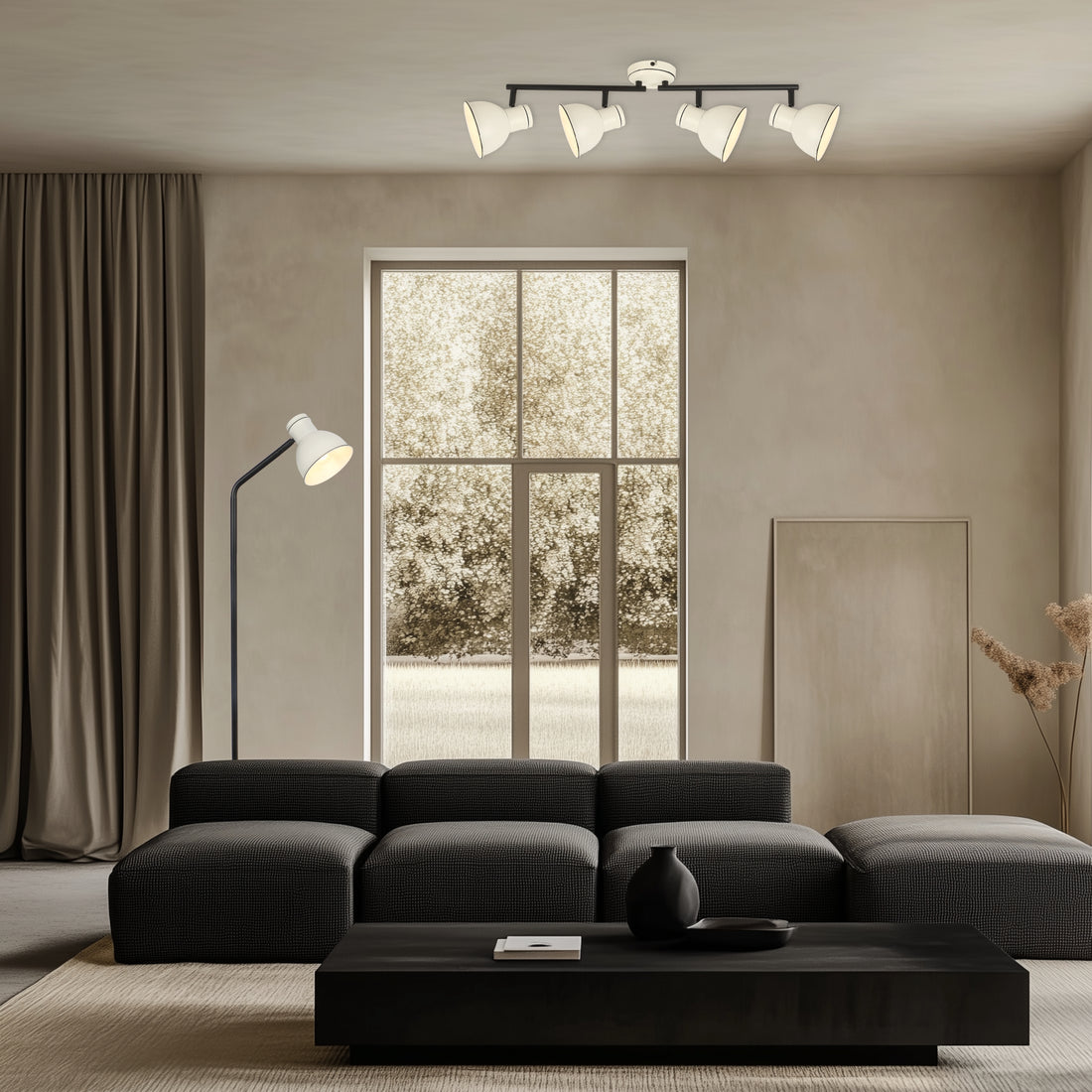 Plafonnier 4 Lampes Acier Blanc et Noir · Zumba · photo 4