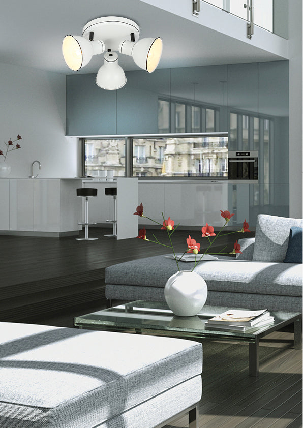 Plafonnier 3 Lampes Acier Blanc et Noir · Zumba · photo 2