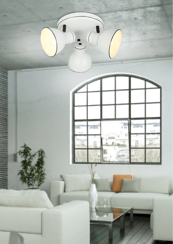 Plafonnier 3 Lampes Acier Blanc et Noir · Zumba · photo 3