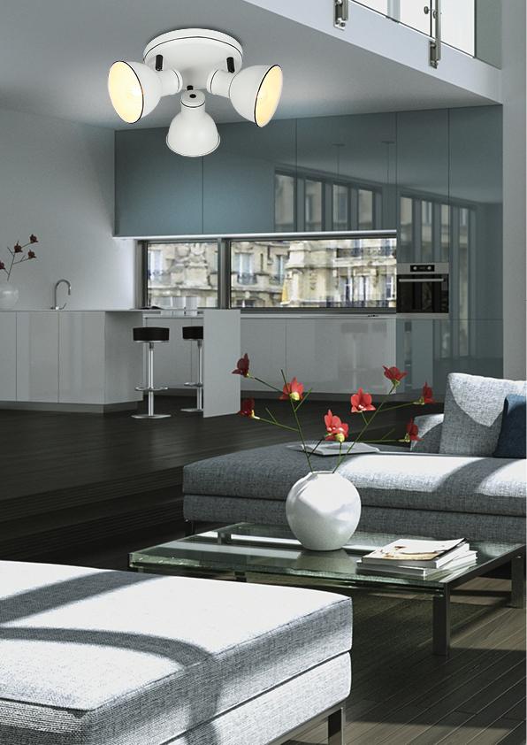 Plafonnier 3 Lampes Acier Blanc et Noir · Zumba · photo 4