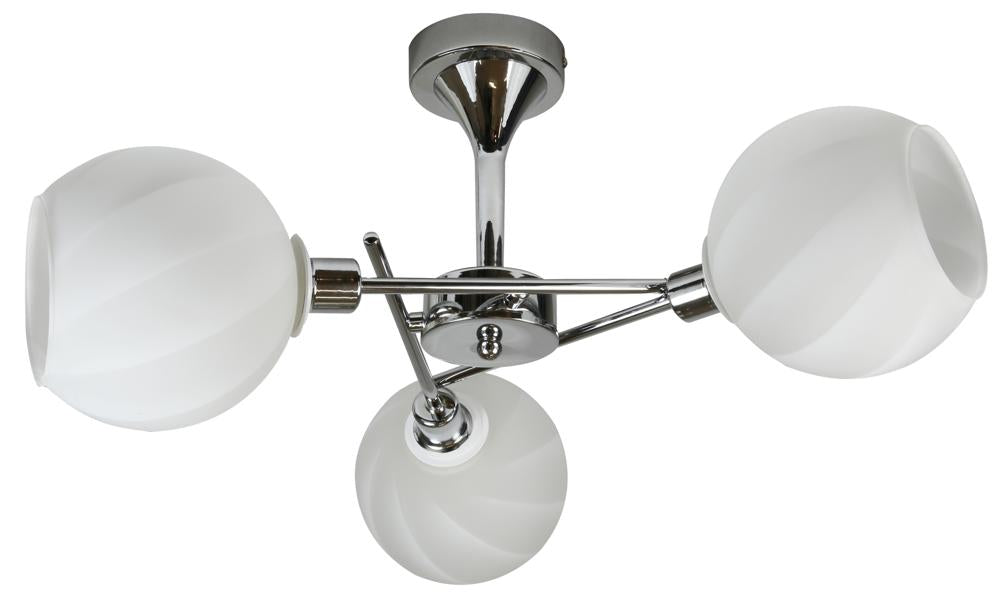 Suspension 3 Lampes Acier Verre Chromé Blanc · Raul