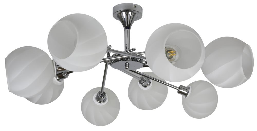 Suspension 8 Lampes Acier Verre Chromé Blanc · Raul
