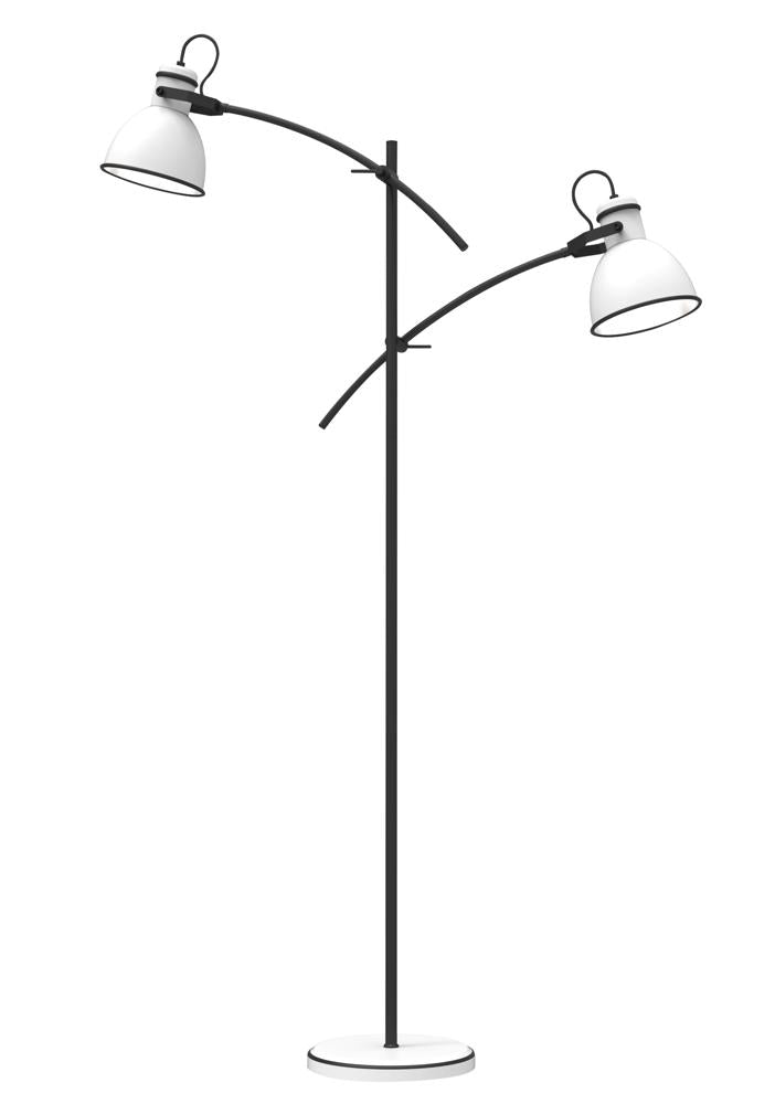 Lampadaire 2 Lampes Acier Blanc et Noir · Zumba