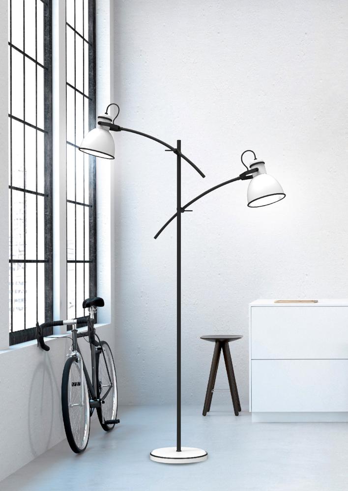 Lampadaire 2 Lampes Acier Blanc et Noir · Zumba · photo 3
