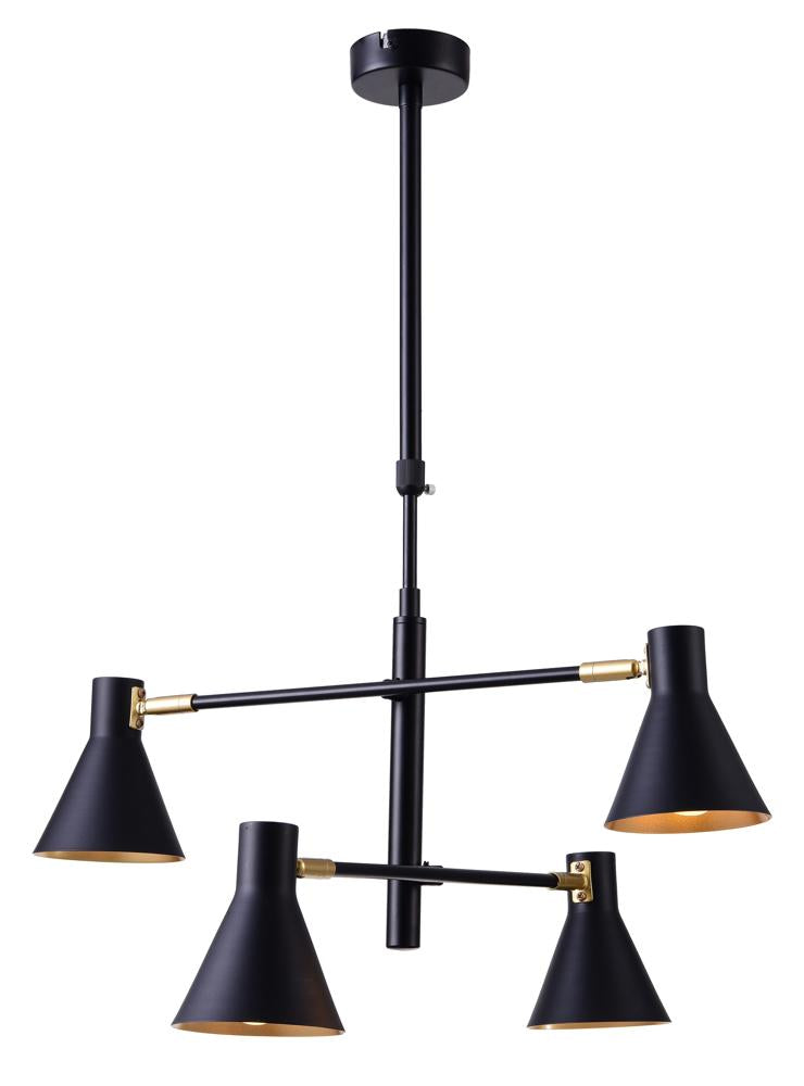 Suspension 4 Lampes Acier Noir Mat · Less