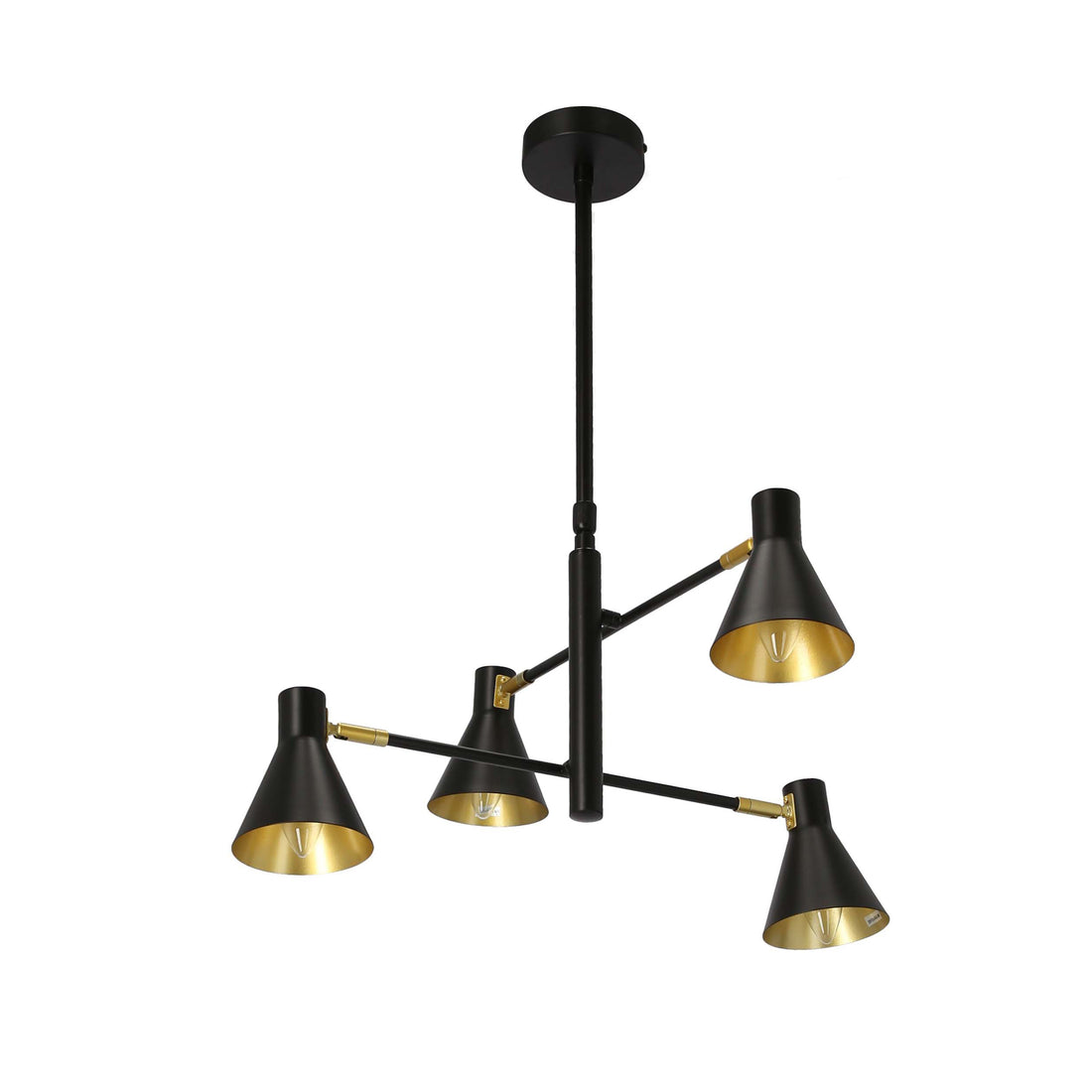 Suspension 4 Lampes Acier Noir Mat · Less · photo 3