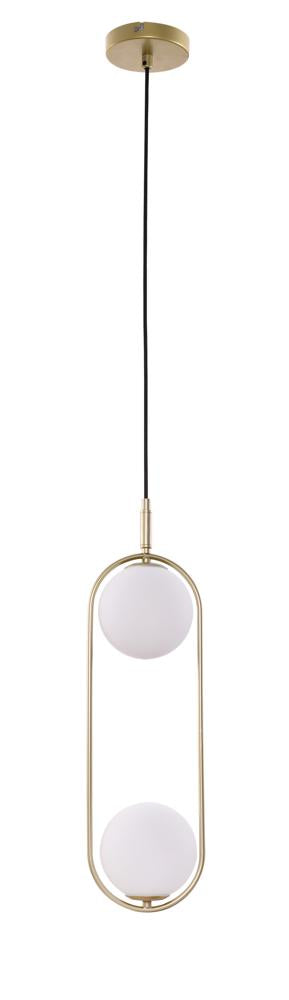 Suspension 2 Lampes Métal Verre Laiton · Cordel