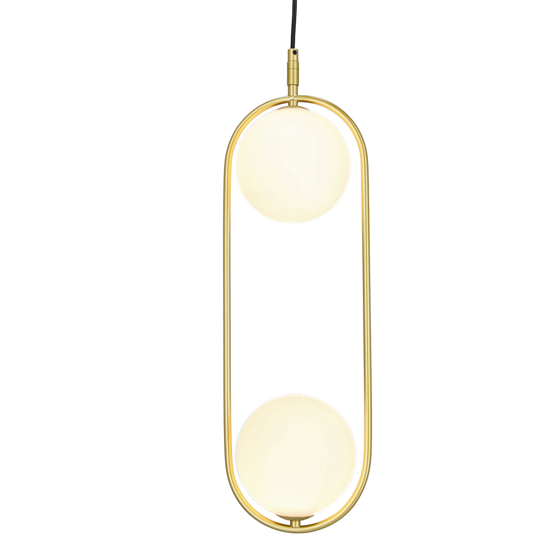Suspension 2 Lampes Métal Verre Laiton · Cordel · photo 4