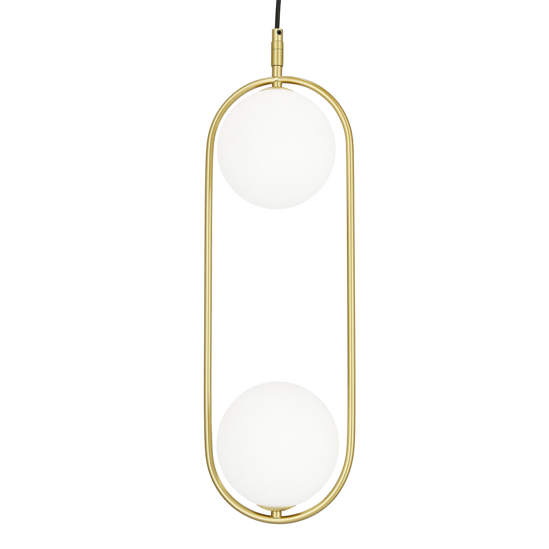 Suspension 2 Lampes Métal Verre Laiton · Cordel · photo 2