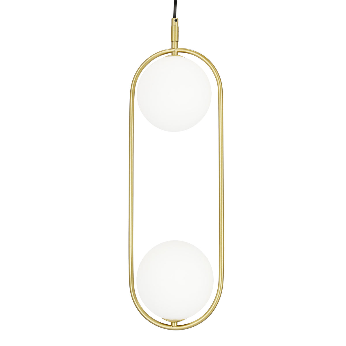 Suspension 2 Lampes Métal Verre Laiton · Cordel · photo 2