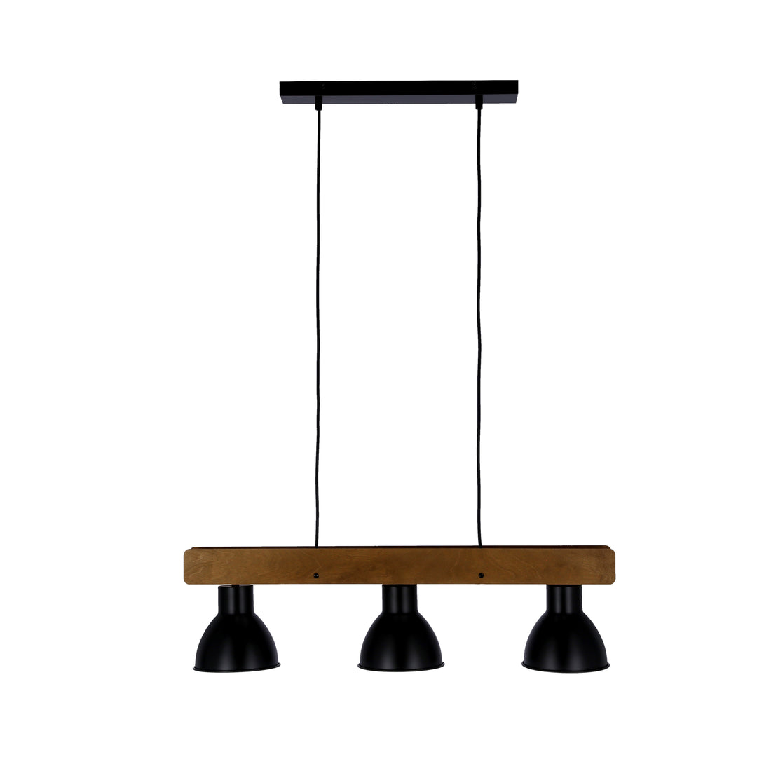 Suspension 3 Lampes Acier Bois Noir · Vario · photo 3