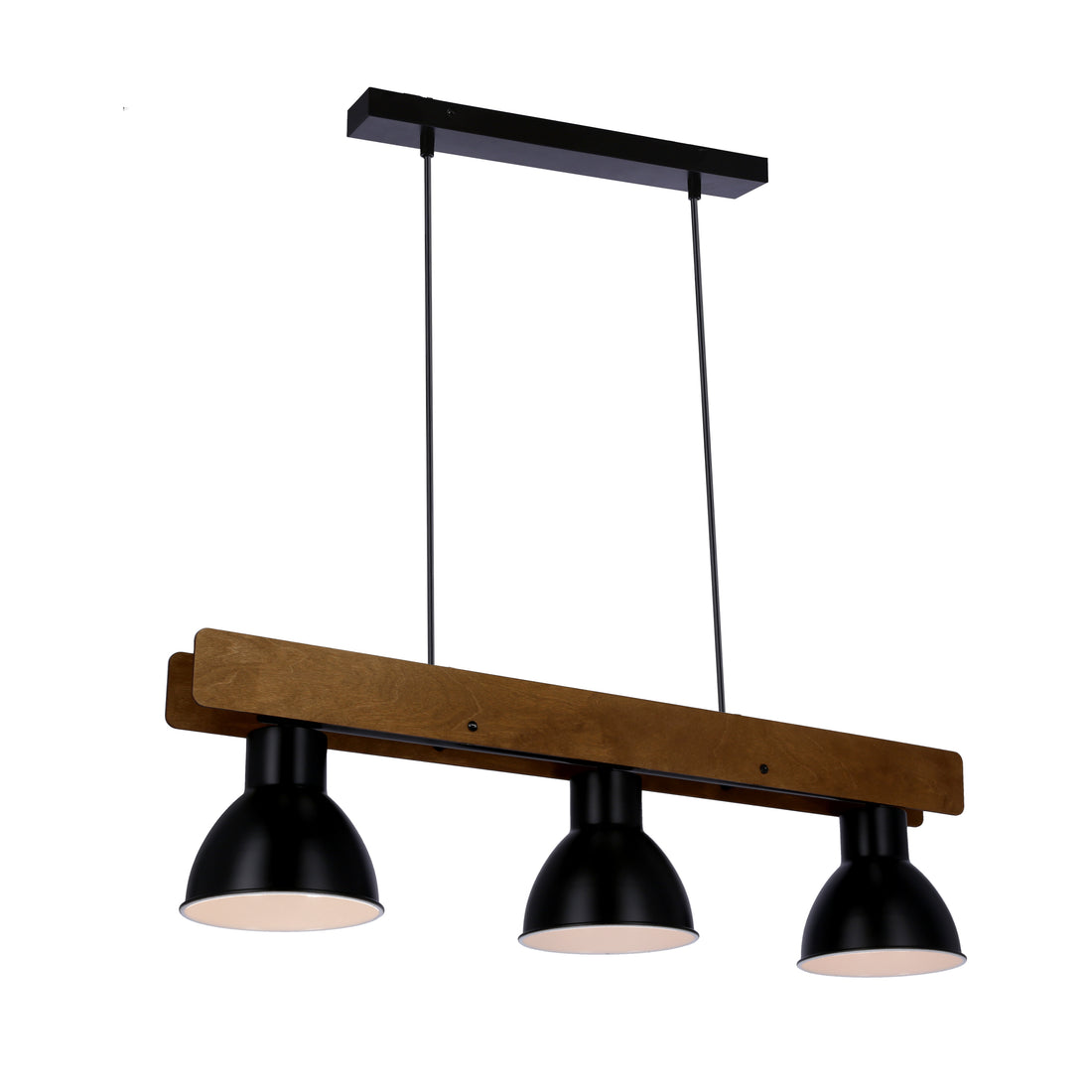 Suspension 3 Lampes Acier Bois Noir · Vario · photo 4