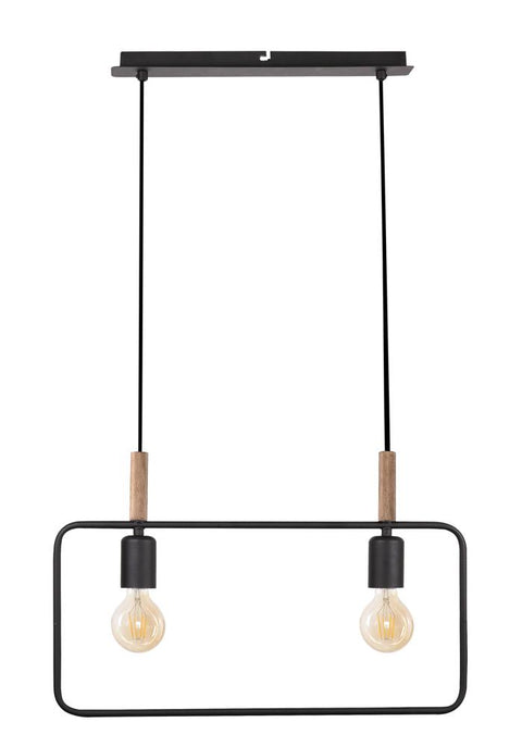 Suspension 2 Lampes Métal Bois Noir · Frame