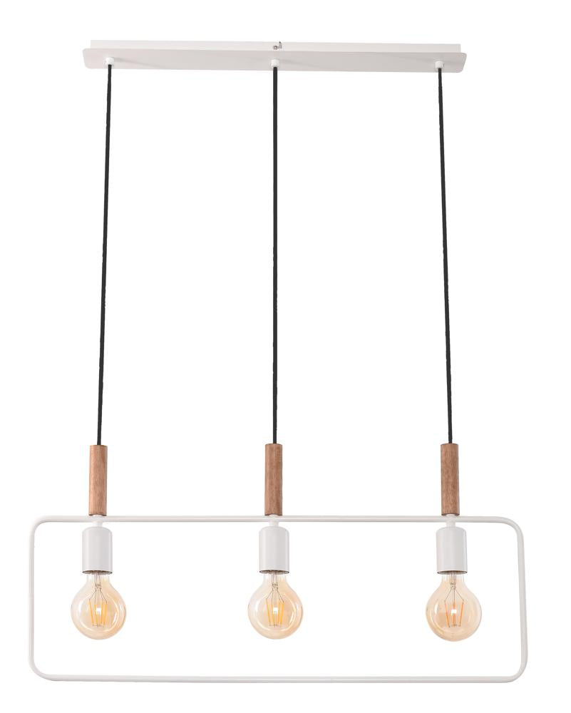 Suspension 3 Lampes Métal Bois Noir · Frame