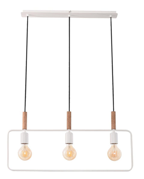 Suspension 3 Lampes Métal Bois Noir · Frame
