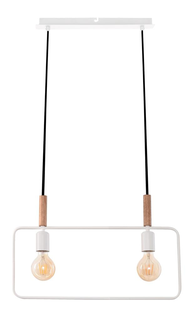 Suspension 2 Lampes Métal Bois Blanc · Frame