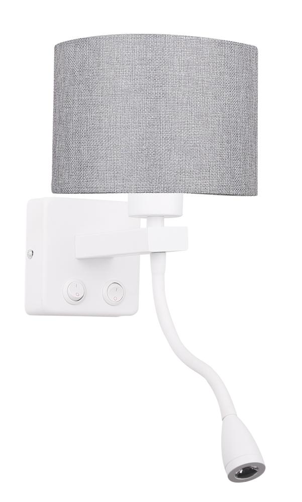 Applique murale 2 Lampes LED Acier Tissu Blanc · Polo