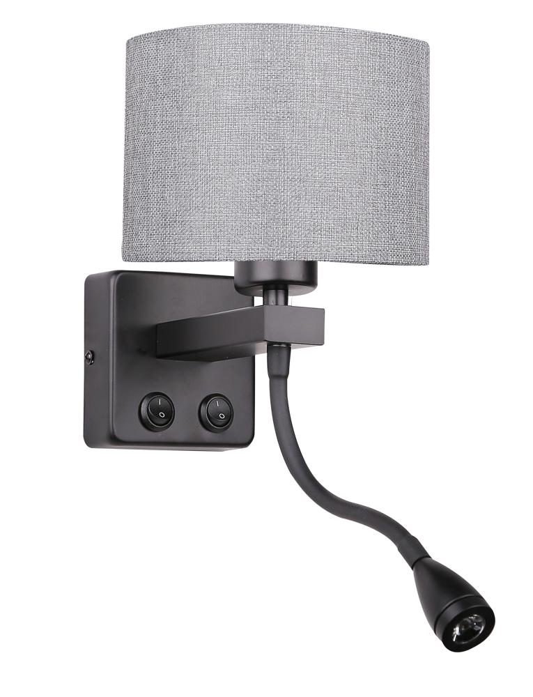 Applique murale 2 Lampes LED Acier Tissu Noir · Polo