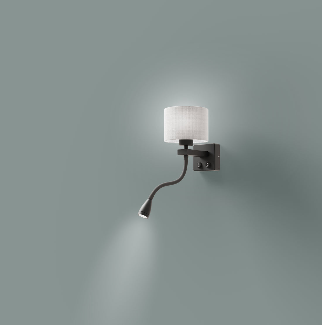 Applique murale 2 Lampes LED Acier Tissu Noir · Polo · photo 3