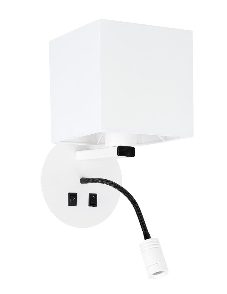 Applique murale 2 Lampes LED Acier Tissu Blanc · Magnum