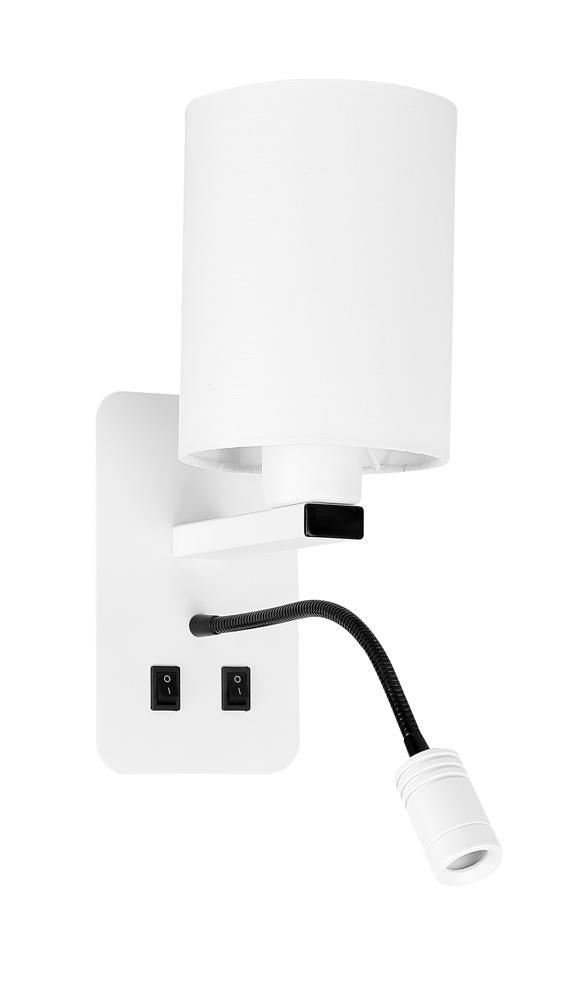 Applique murale 2 Lampes LED Acier Tissu Blanc · Magnum