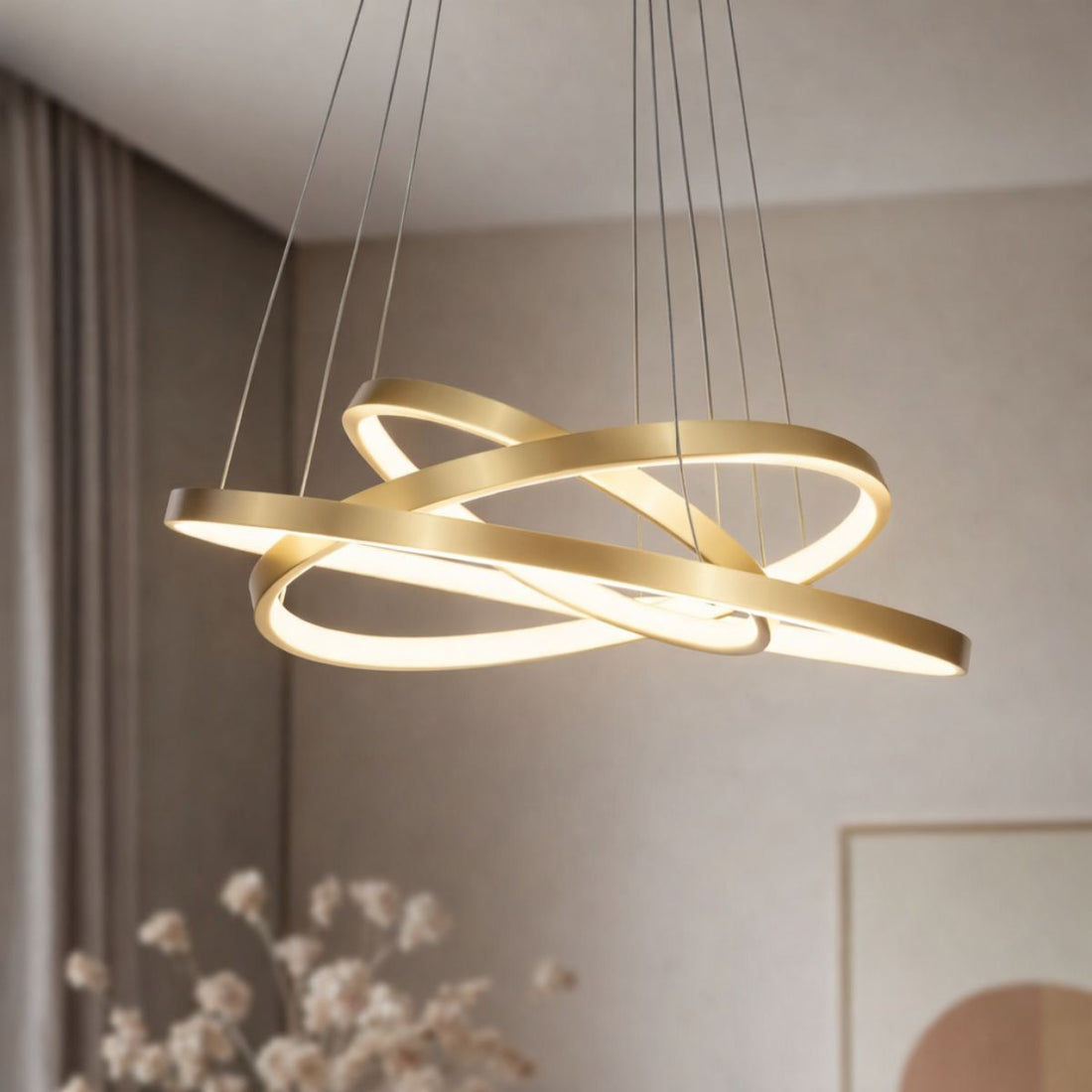Suspension 3 Lampes LED Métal Doré · Lune · photo 2
