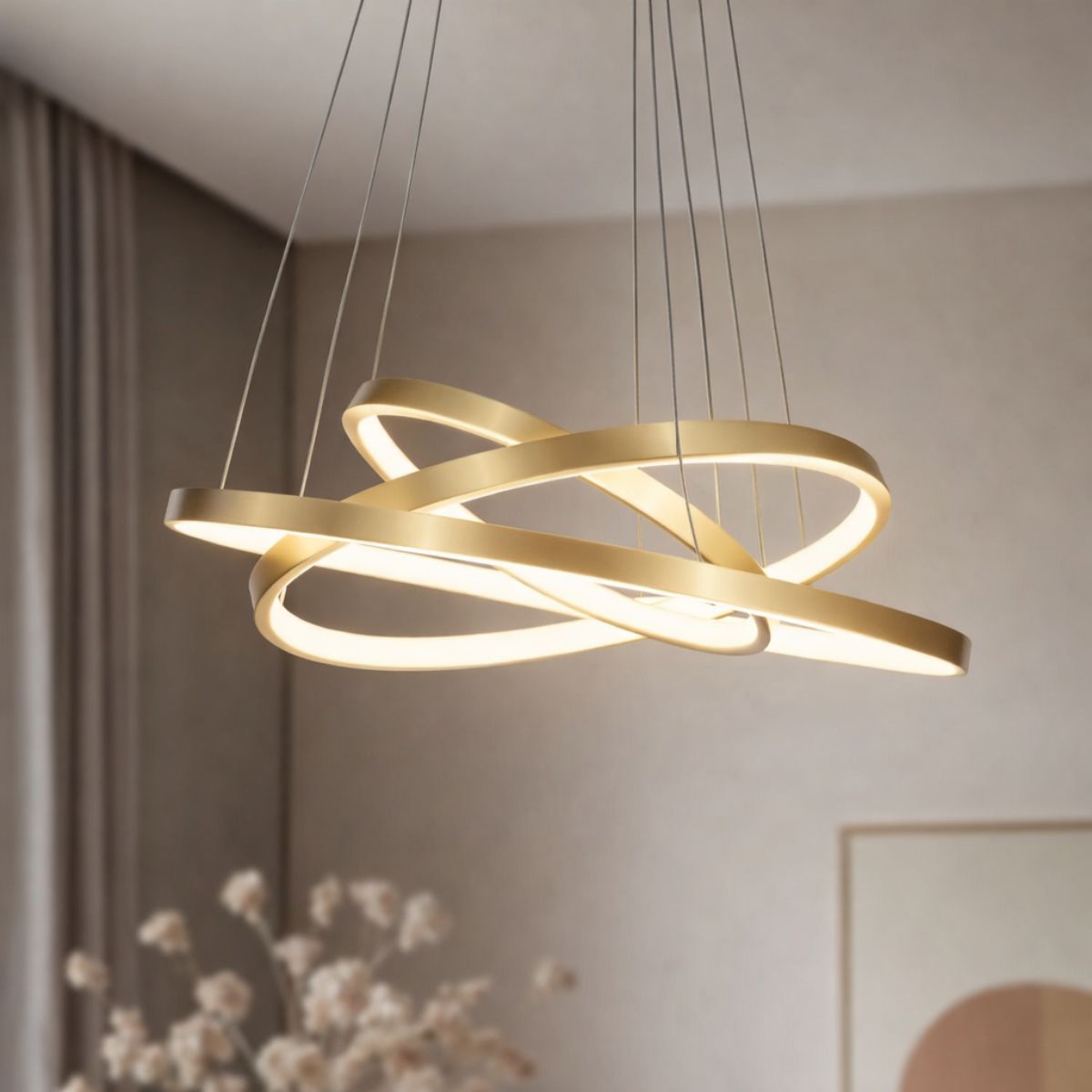 Suspension 3 Lampes LED Métal Doré · Lune · photo 2