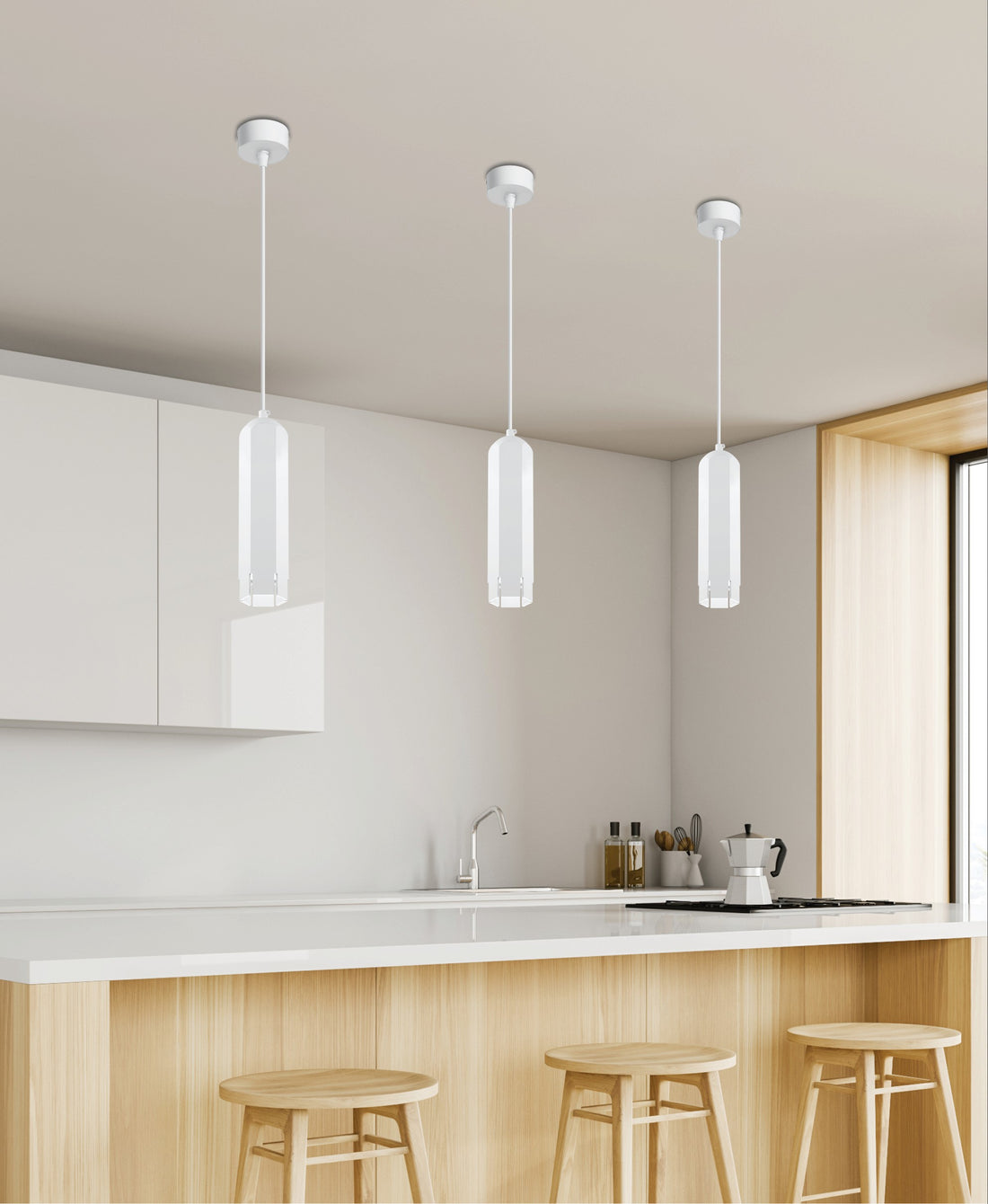 Suspension Acier Blanc GU10 · photo 2