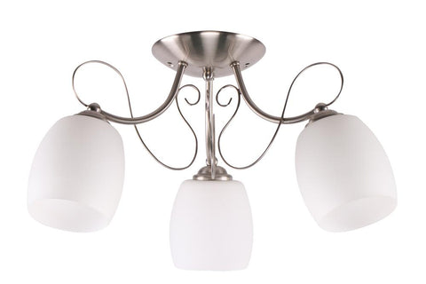 Suspension 3 Lampes Acier Verre Chromé · Amba