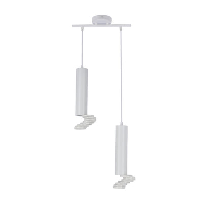 Suspension 2 Lampes Acier Blanc