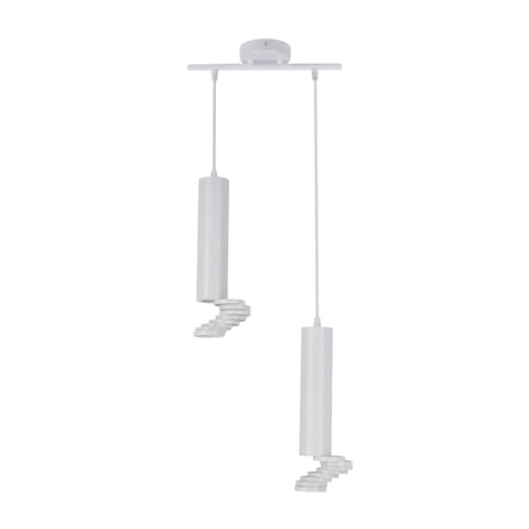 Suspension 2 Lampes Acier Blanc