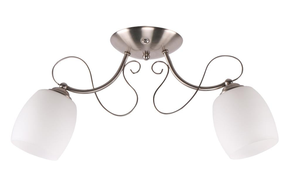 Suspension 2 Lampes Acier Verre Chromé · Amba
