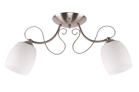 Suspension 2 Lampes Acier Verre Chromé · Amba