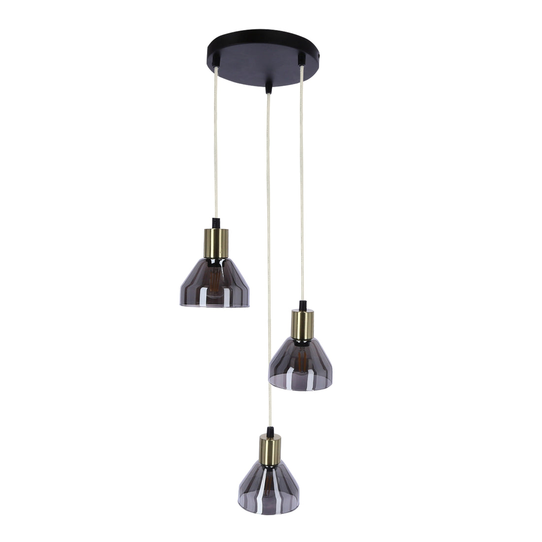 Suspension 3 Lampes Métal Verre Noir · Gregory · photo 4