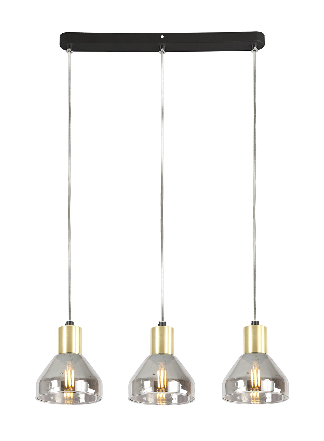 Suspension 3 Lampes Métal Verre Noir · Gregory