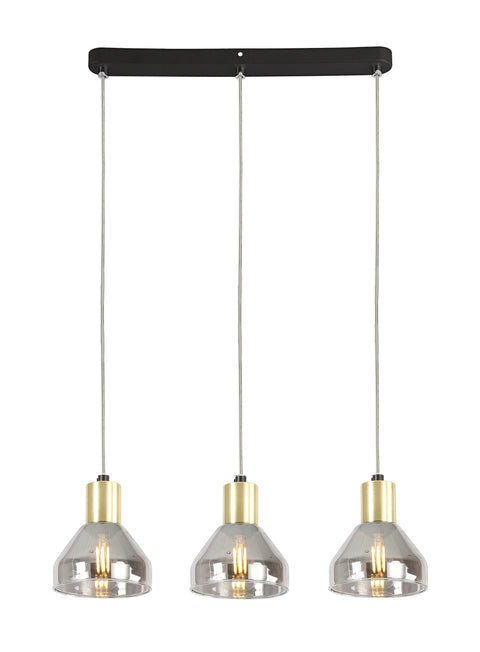 Suspension 3 Lampes Métal Verre Noir · Gregory