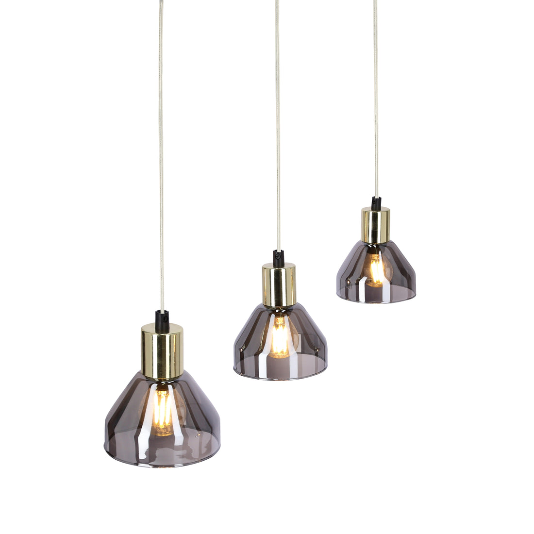 Suspension 3 Lampes Métal Verre Noir · Gregory · photo 4