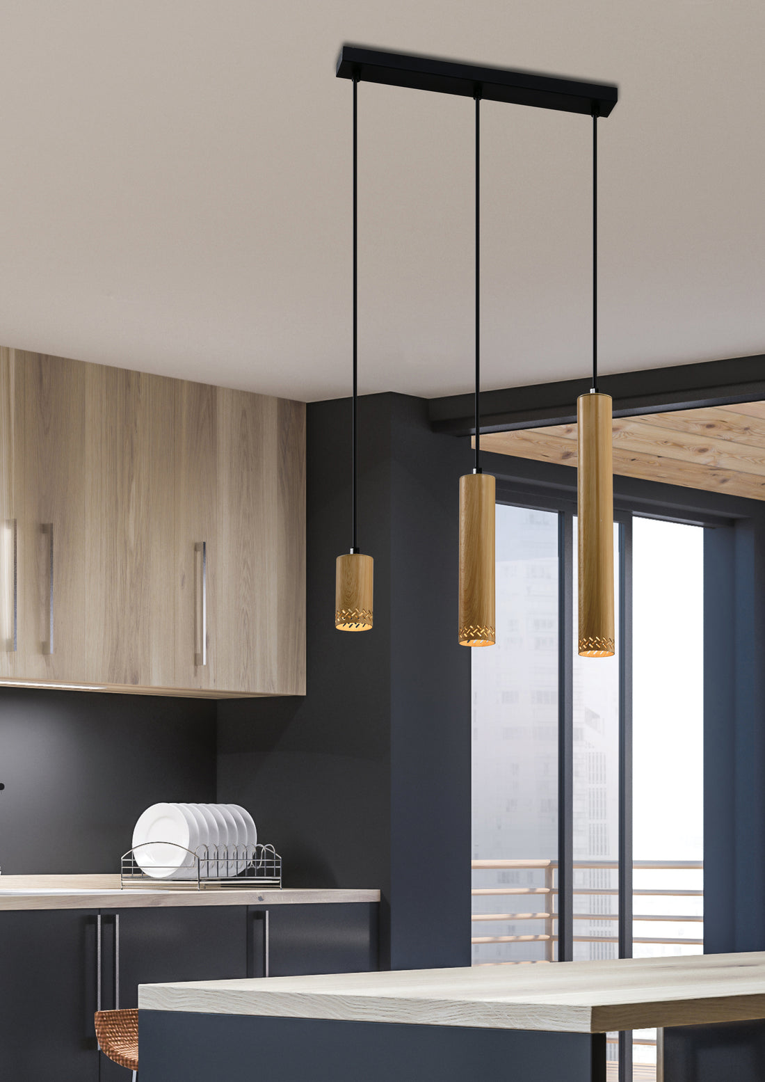 Suspension 3 Lampes Acier GU10 · Tubo · photo 2