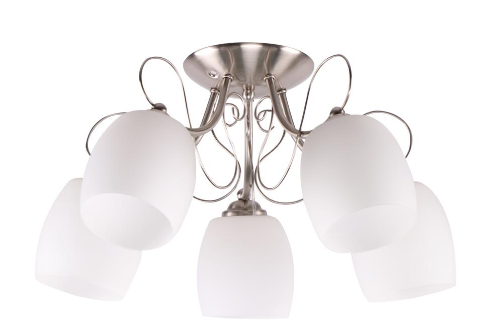 Suspension 5 Lampes Acier Verre Chromé · Amba