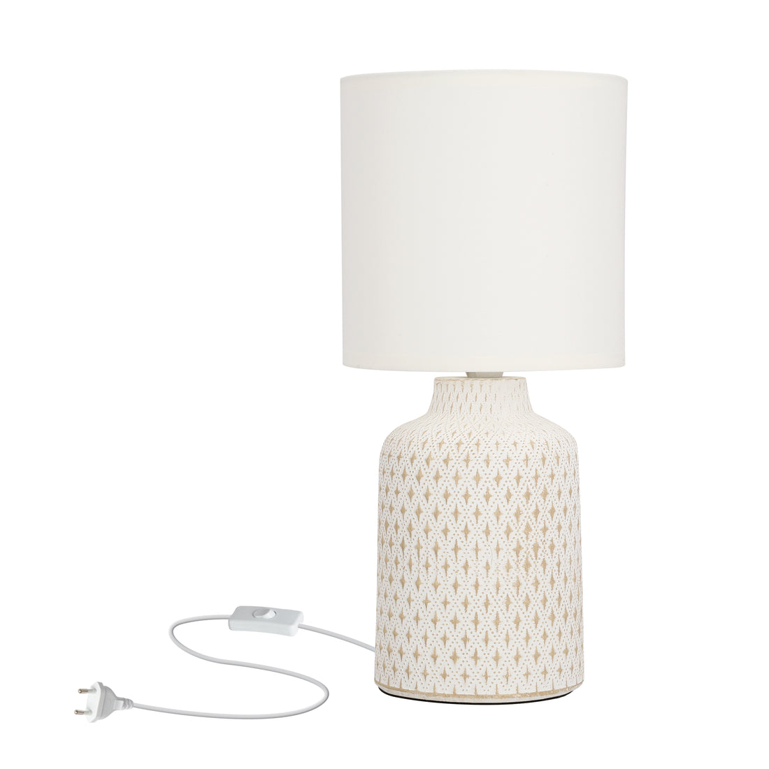 Lampe à poser Tissu Céramique Blanc · Iner