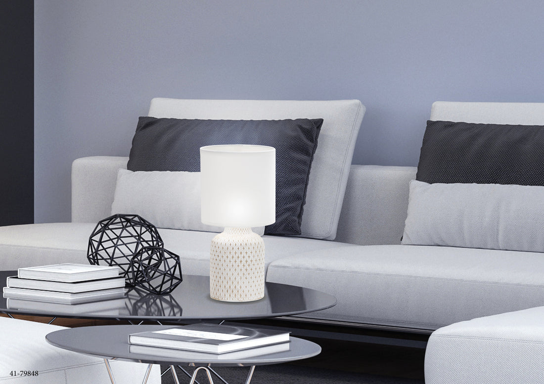 Lampe à poser Tissu Céramique Blanc · Iner · photo 2