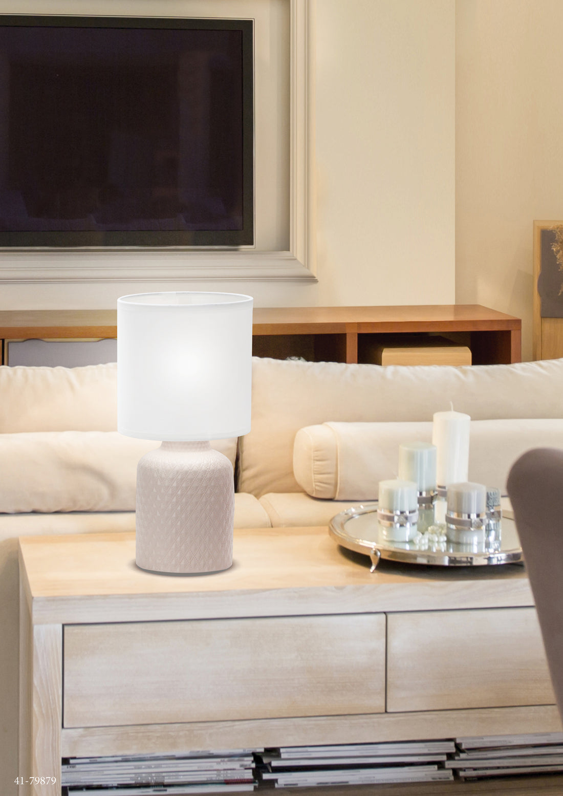 Lampe à poser Tissu Céramique Beige · Iner · photo 2